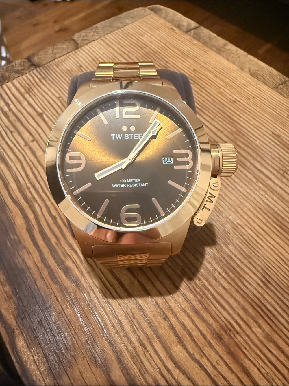 TW Steel Gold-Tone Men's Watch with Brown Sunburst Dial